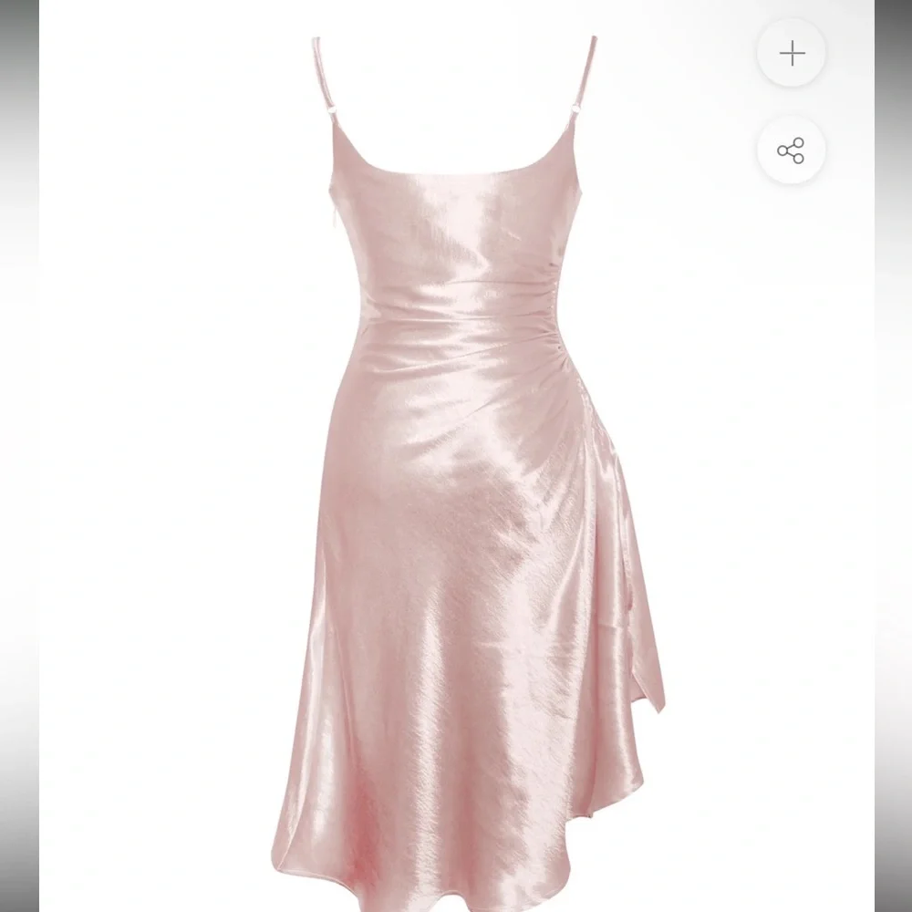 Miss Circle pink/metallic satin like strapped dress with high slit - Picture 5 of 7